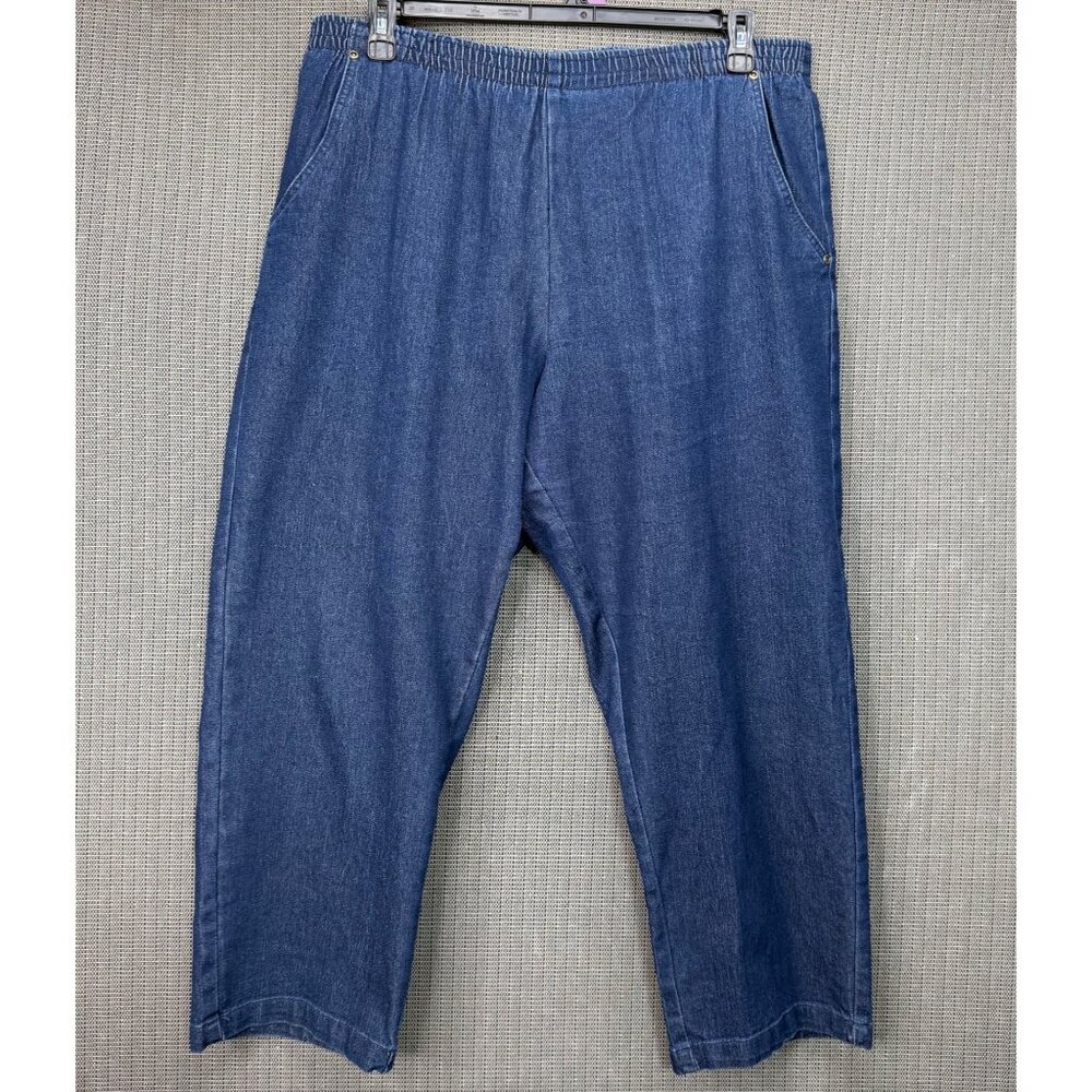 Hasting & Smith Womens Size XL Blue Elastic Waist Denim-Style Pants Relaxed Fit